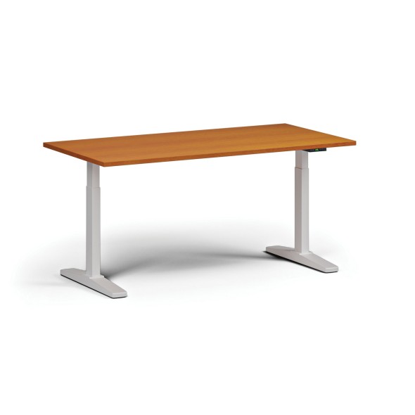 Stół z regulacją wysokości, elektryczny, 675-1325 mm, blat 1600x800 mm, podstawa biała, czereśnia