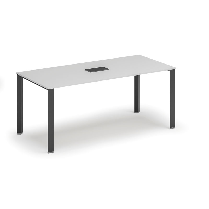 Stůl INFINITY 1800 x 900 x 750, bílá + stolní zásuvka TYP II, černá