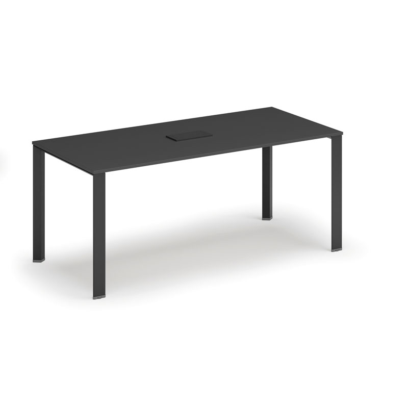 Stůl INFINITY 1800 x 900 x 750, grafit + stolní zásuvka TYP I, černá