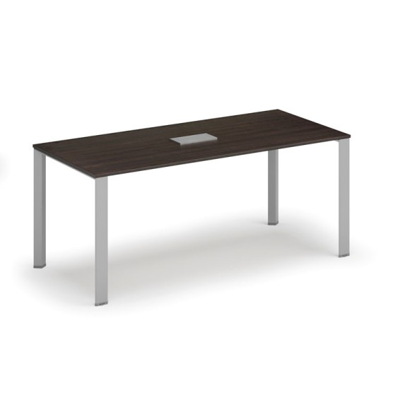 Stůl INFINITY 1800 x 900 x 750, wenge + stolní zásuvka TYP III, stříbrná