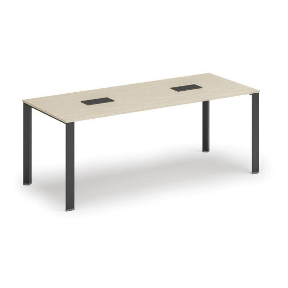 Stůl INFINITY 2000 x 900 x 750, bříza + 2x stolní zásuvka TYP I, černá