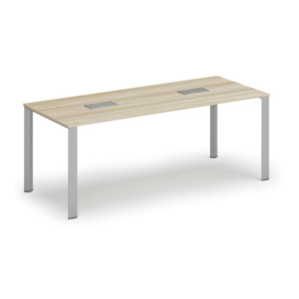 Stůl INFINITY 2000 x 900 x 750, dub přírodní + 2x stolní zásuvka TYP I, stříbrná