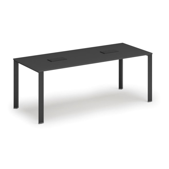Stůl INFINITY 2000 x 900 x 750, grafit + 2x stolní zásuvka TYP IV, černá