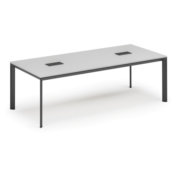 Stůl INVITATION 2400 x 1200 x 740, bílá + 2x stolní zásuvka TYP II, černá