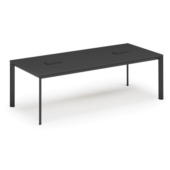 Stůl INVITATION 2400 x 1200 x 740, grafit + 2x stolní zásuvka TYP II, černá