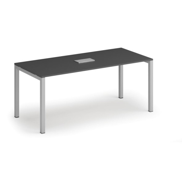 Stůl SQUARE 1800 x 800 x 750, grafit + stolní zásuvka TYP IV, stříbrná