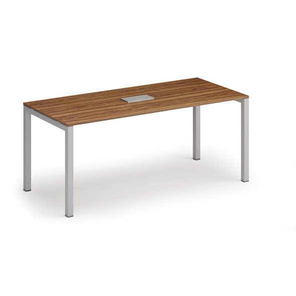 Stůl SQUARE 1800 x 800 x 750, ořech + stolní zásuvka TYP IV, stříbrná