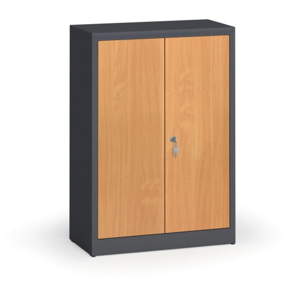 Svařované skříně s lamino dveřmi, 1150 x 800 x 400 mm, RAL 7016/buk