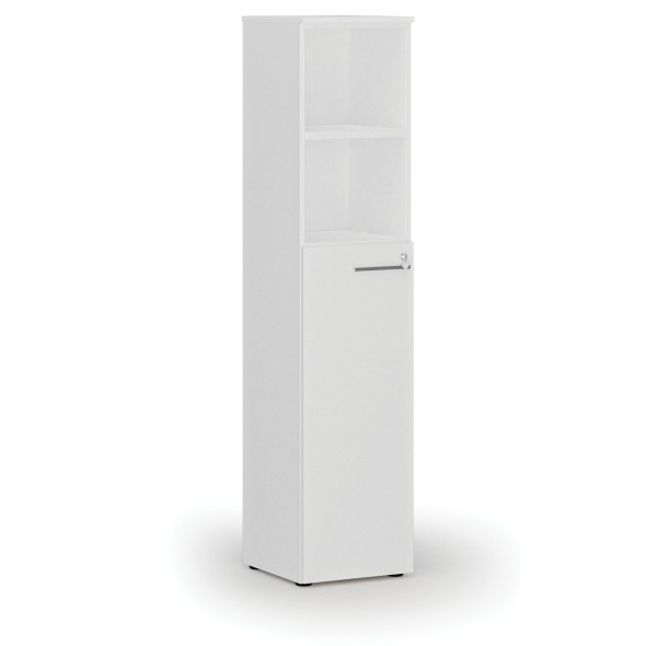Szafa biurowa kombinowana PRIMO WHITE, drzwi na 3 poziomach, 1781 x 400 x 420 mm, biały