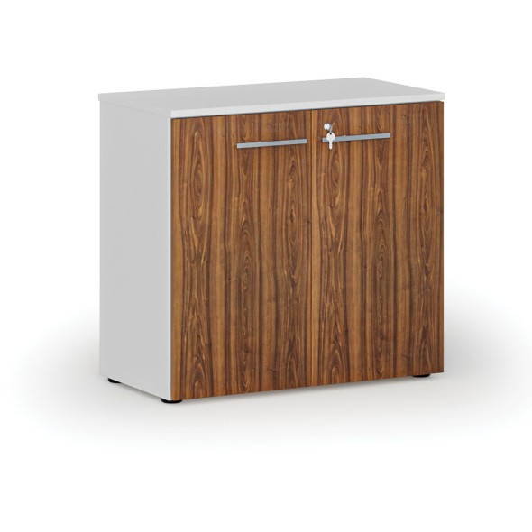 Szafa biurowa z drzwiami PRIMO WHITE, 740 x 800 x 420 mm, biały/orzech