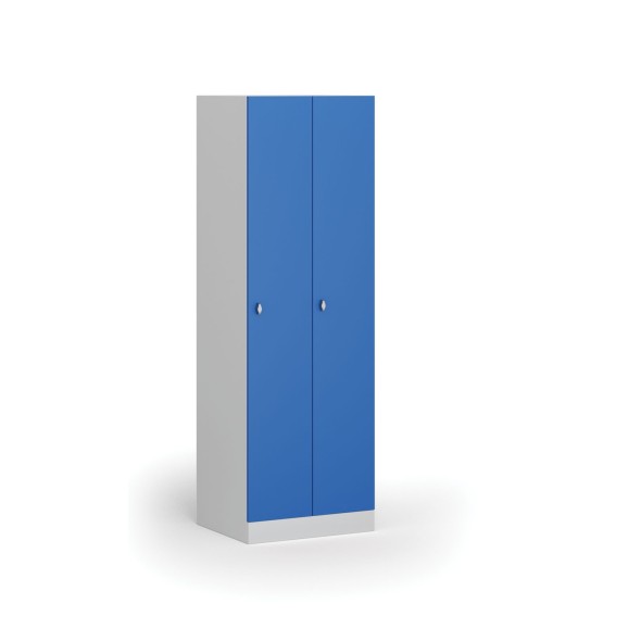 Szafka ubraniowa metalowa, 2-drzwiowa, 1850 x 600 x 500 mm, zamek obrotowy, drzwi niebieskie