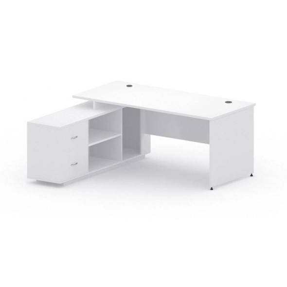 Tisch mit Schrank MIRELLI A+ 1600 x 1600 x 750 mm, links, Weiß