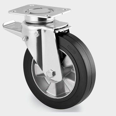 Transportné koleso s gumovým behúňom otočné s brzdou 160 mm