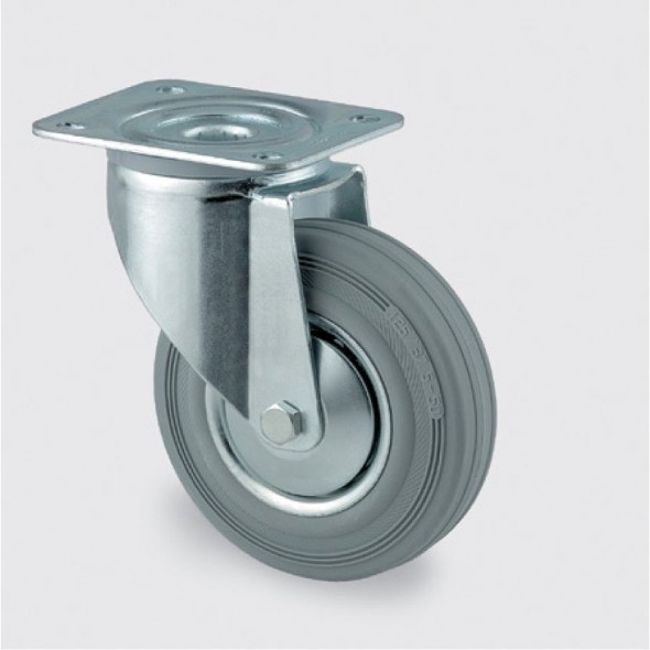 Transportní kolečko s krytem 100 mm, otočné, šedá guma