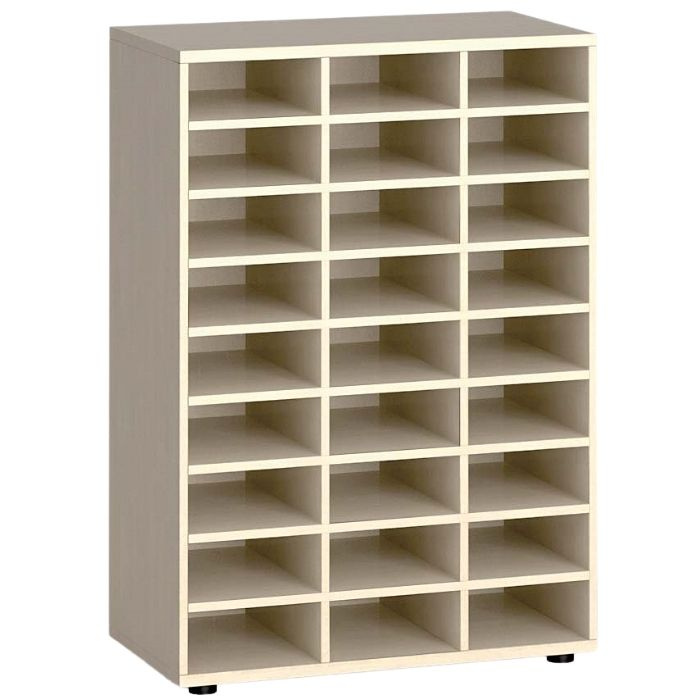 Třídící regál PRIMO KOMBI, 800 x 400 x 1129 mm, 27 přihrádek, bříza