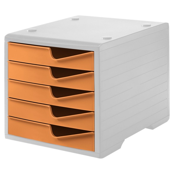 Triediaci box, 5 zásuviek, sivá/oranžová