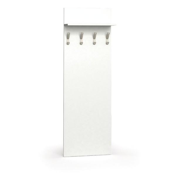 Vešiaková stena PRIMO, 4 háčiky, polica, biela