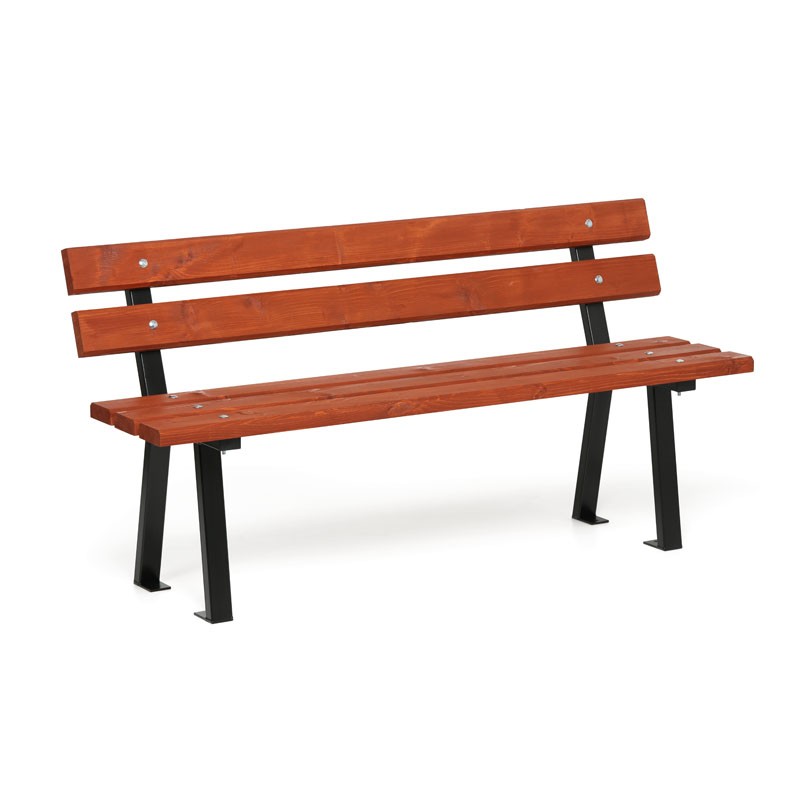 Vonkajší lavička WOODY s operadlom, 1500 mm, mahagón tmavý
