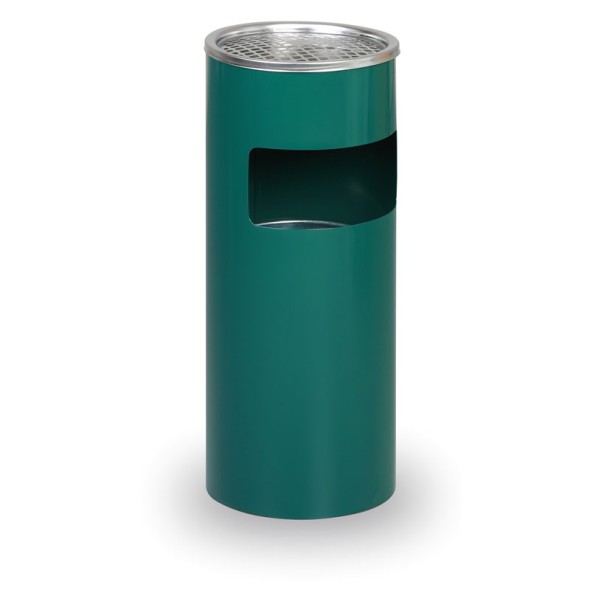 Vonkajší odpadkový kôš s popolníkom, 600 x 250 x 250 mm, zelený/nerez