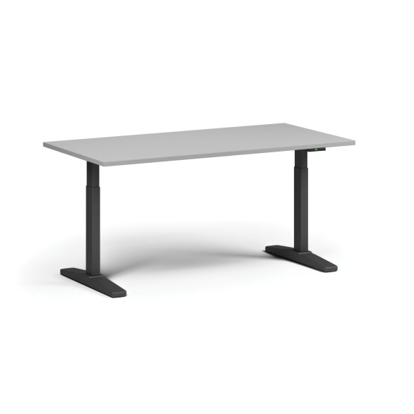 Výškově nastavitelný stůl, elektrický, 675-1325 mm, deska 1600x800 mm, černá podnož, šedá