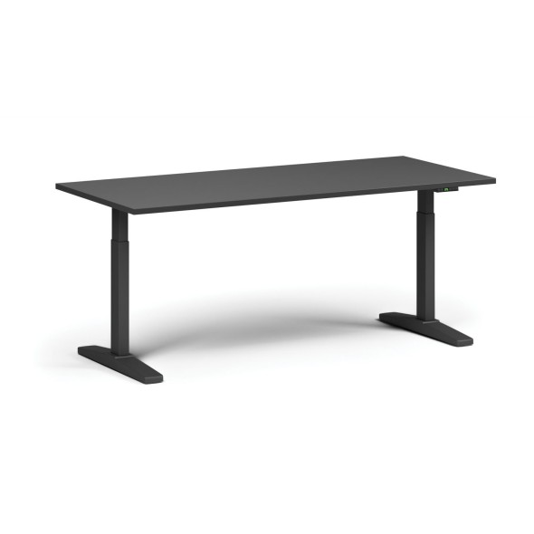 Výškově nastavitelný stůl, elektrický, 675-1325 mm, deska 1800x800 mm, černá podnož, grafit