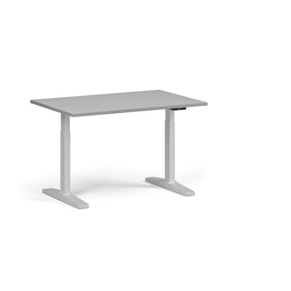 Výškovo nastaviteľný stôl, elektrický, 675-1325 mm, doska 1200x800 mm, biela podnož, sivá