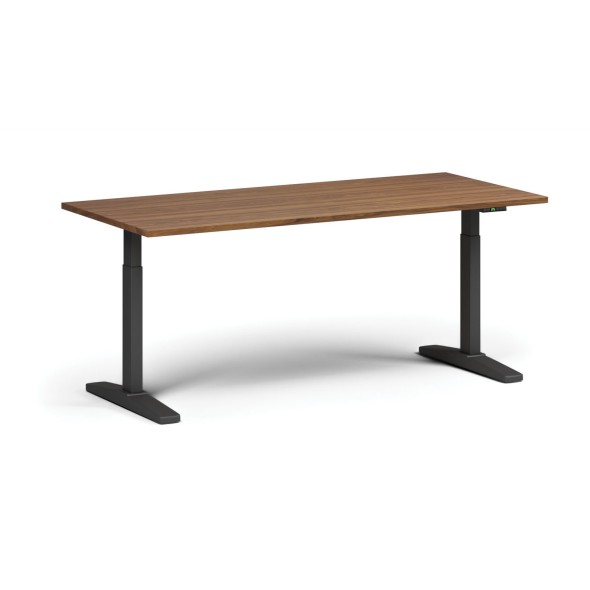 Výškovo nastaviteľný stôl, elektrický, 675-1325 mm, doska 1800x800 mm, čierna podnož, orech