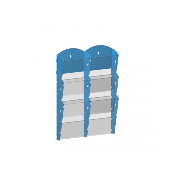 Wand-Plastikhalter für Prospekte - 2x3 A4, blau