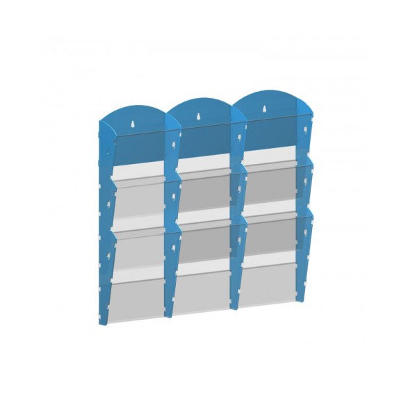 Wand-Plastikhalter für Prospekte - 3x3 A5, blau