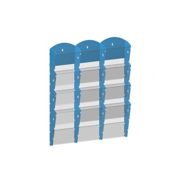 Wand-Plastikhalter für Prospekte - 3x4 A4, blau