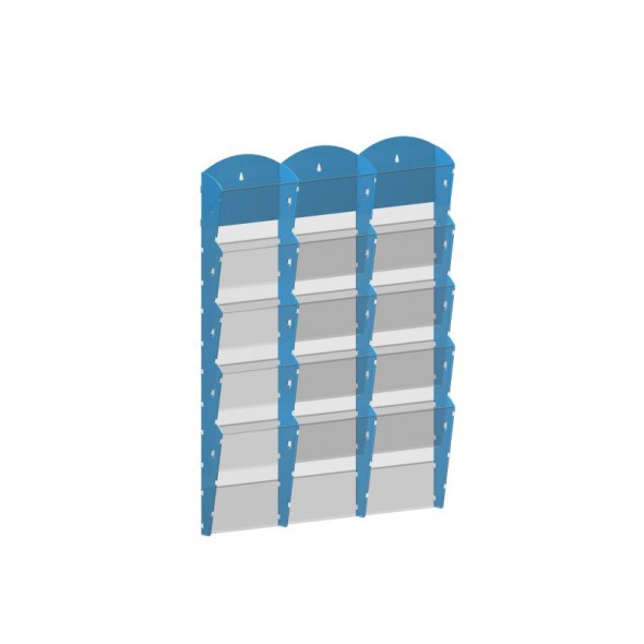 Wand-Plastikhalter für Prospekte - 3x5 A4, blau