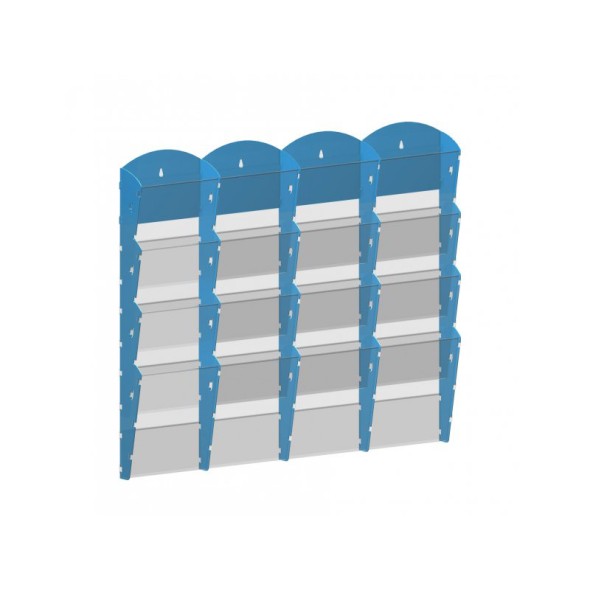 Wand-Plastikhalter für Prospekte - 4x4 A4, blau