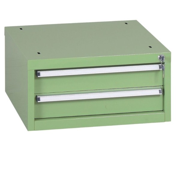 Závesný dielenský box na náradie k pracovným stolom do dielne GL, 2 zásuvky, 565 x 580 x 280 mm