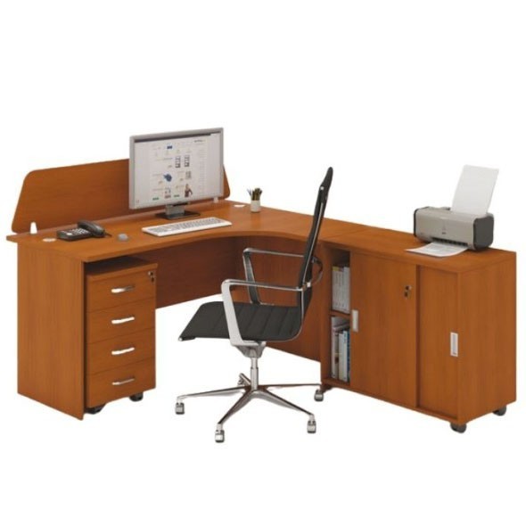 Zostava kancelárskeho nábytku MIRELLI A+, typ F, pravá, čerešňa