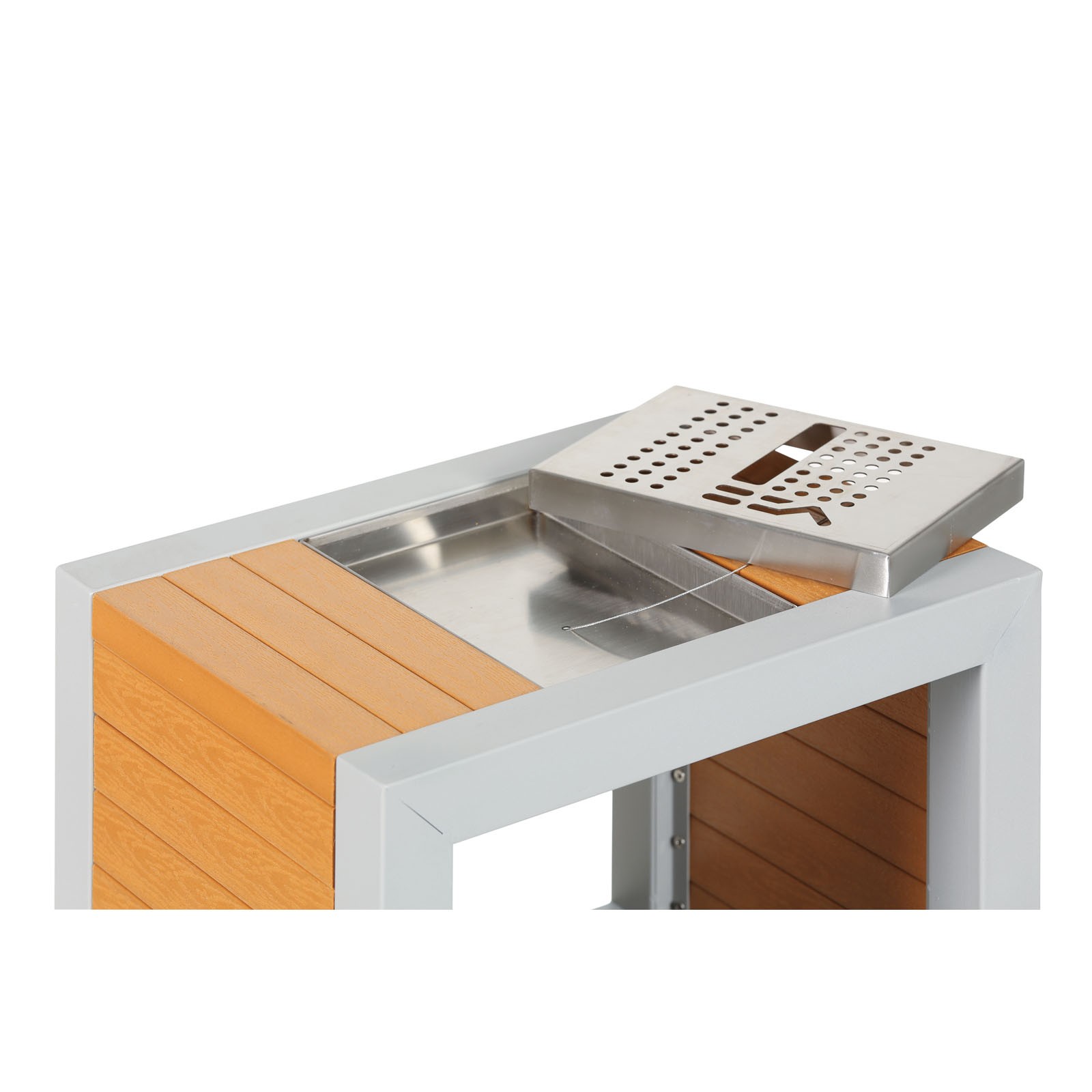 WODFARR Mülleimer Mit Aschenbecher 48L - Edelstahl Für Garten & Gastro