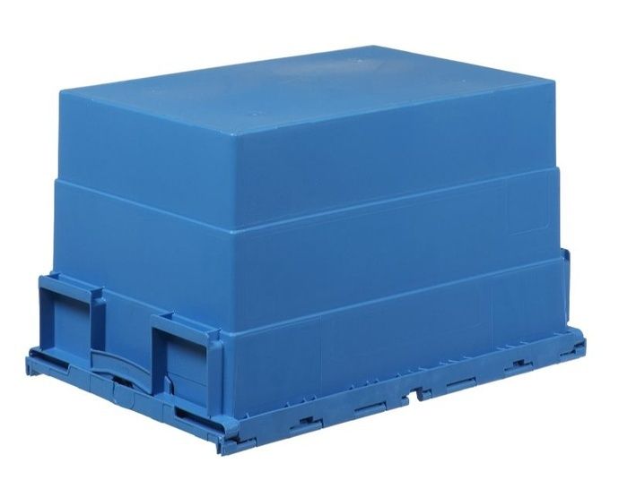 3 Contenitori Impilabili In Plastica Blu, 60 Litri, 600x400x350 Mm, Per Organizzazione E Magazzino