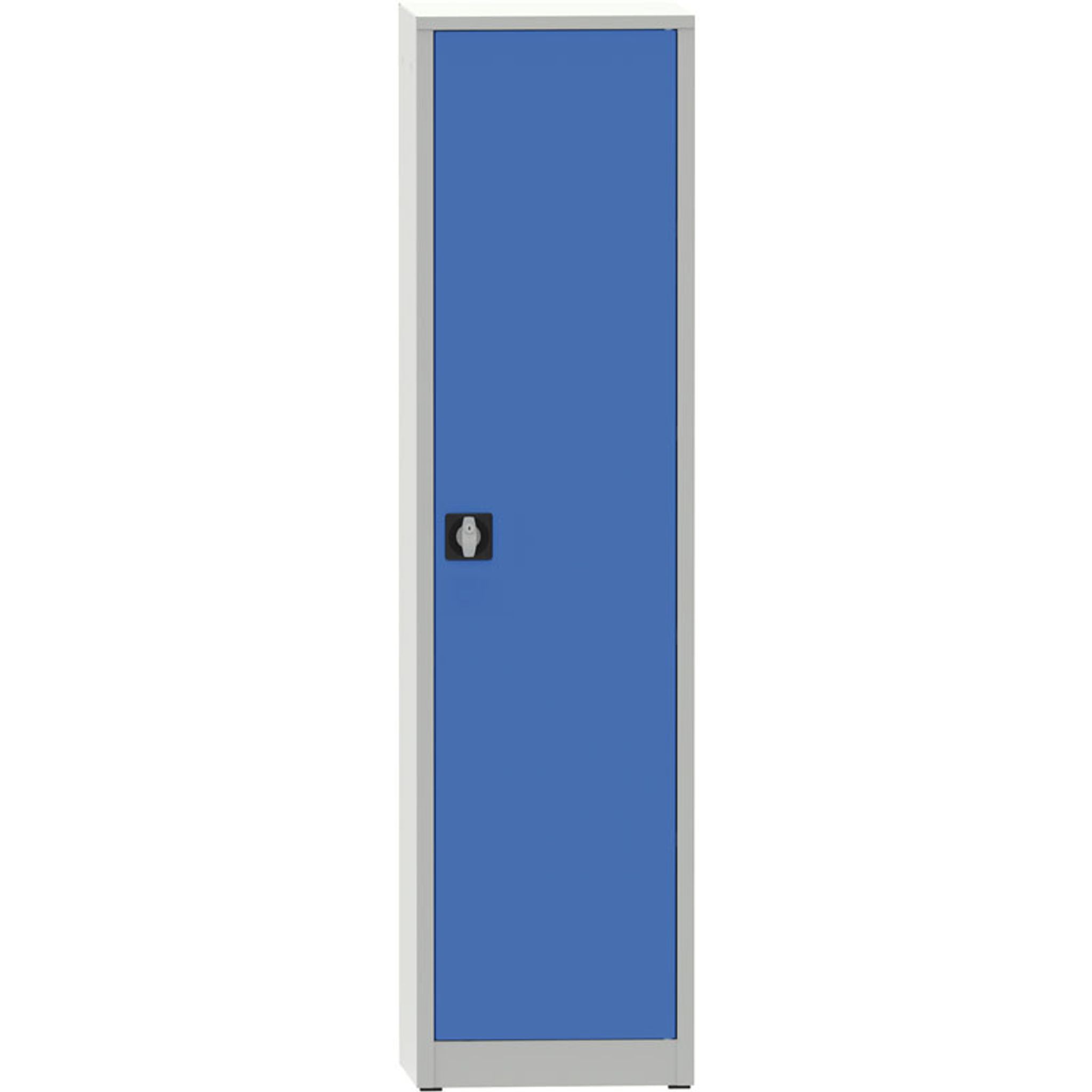 Dielenská policová skriňa na náradie KOVONA, 4 police, zváraná, 508 x 500 x 1950 mm, sivá / modrá