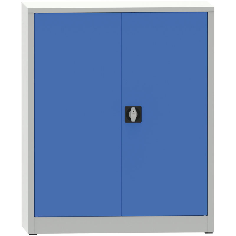 Fotografia produktu: Dielenská policová skriňa na náradie KOVONA JUMBO, 2 police, zváraná, 1150 x 950 x 600 mm, sivá / modrá