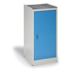 Dielenská policová skrinka na náradie, 3 police, 1 zásuvka, 450 x 450 x 1020 mm, modré dvere