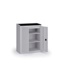 Dielenská skriňa nízka na náradie KOVOS, 2 police, 1 zásuvka, 950 x 600 x 1180 mm, sivá