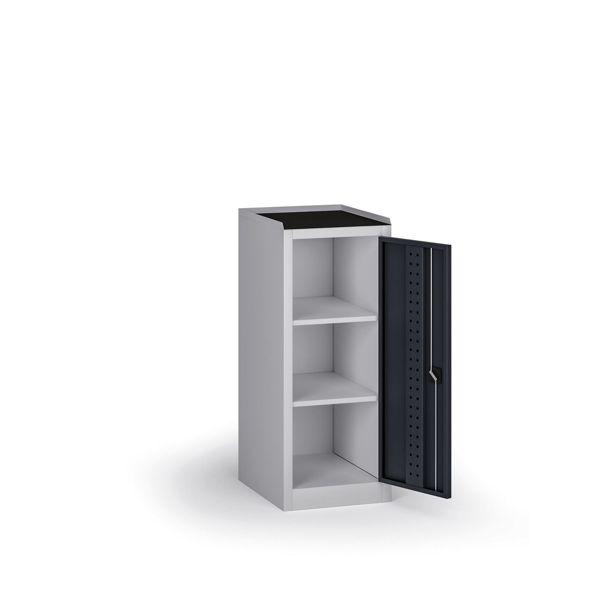 Dielenská skriňa nízka na náradie KOVOS, 2 police, 600 x 505 x 1180 mm, grafit