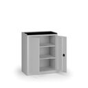 Dielenská skriňa nízka na náradie KOVOS, 2 police, 950 x 600 x 1180 mm, sivá