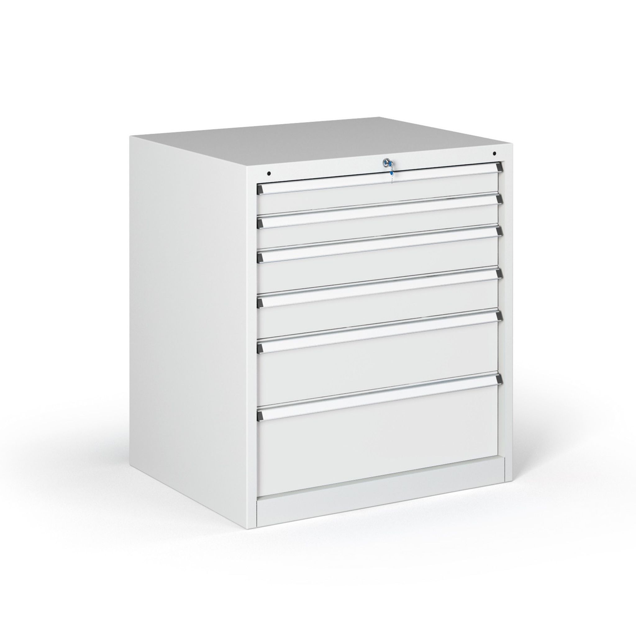 Dielenská zásuvková skriňa na náradie G345, 6 zásuviek, 881 x 653 x 800 mm, sivá