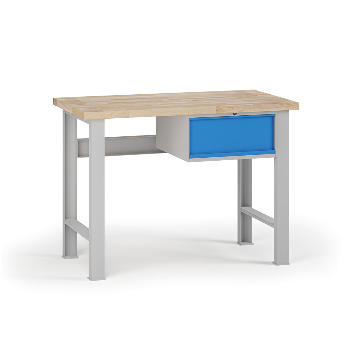 Fotografia produktu: Dielenský pracovný stôl G7, buková škárovka, 1200 x 685 x 840 mm, 1x kontajner, 1 zásuvka, modrá