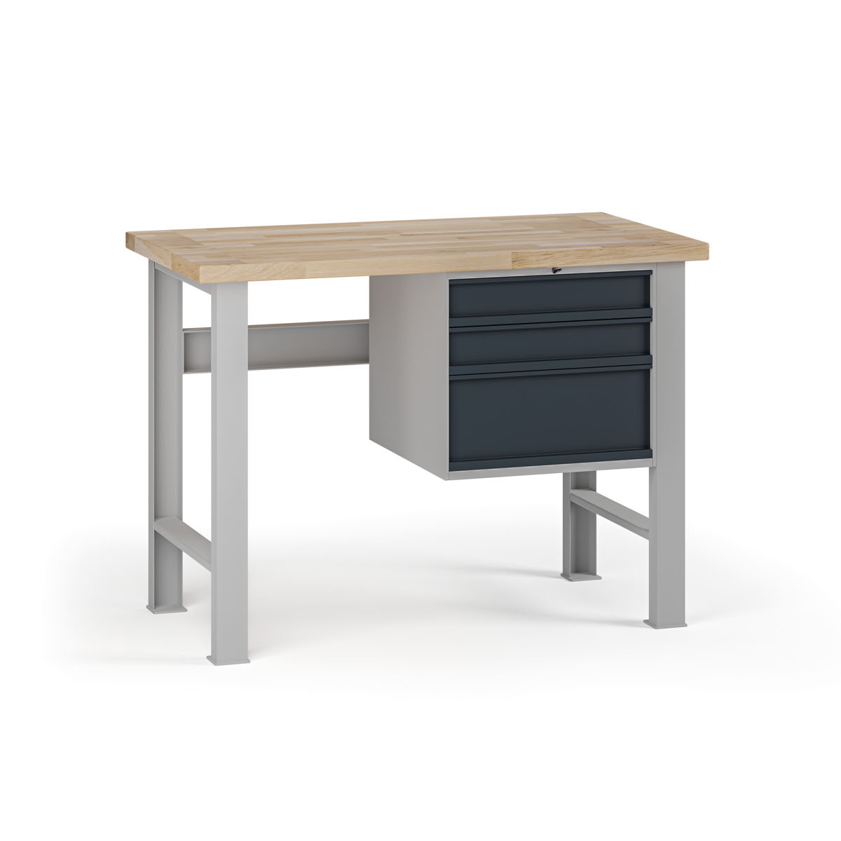 Fotografia produktu: Dielenský pracovný stôl G7, buková škárovka, 1200 x 685 x 840 mm, 1x kontajner, 3 zásuvky, grafit