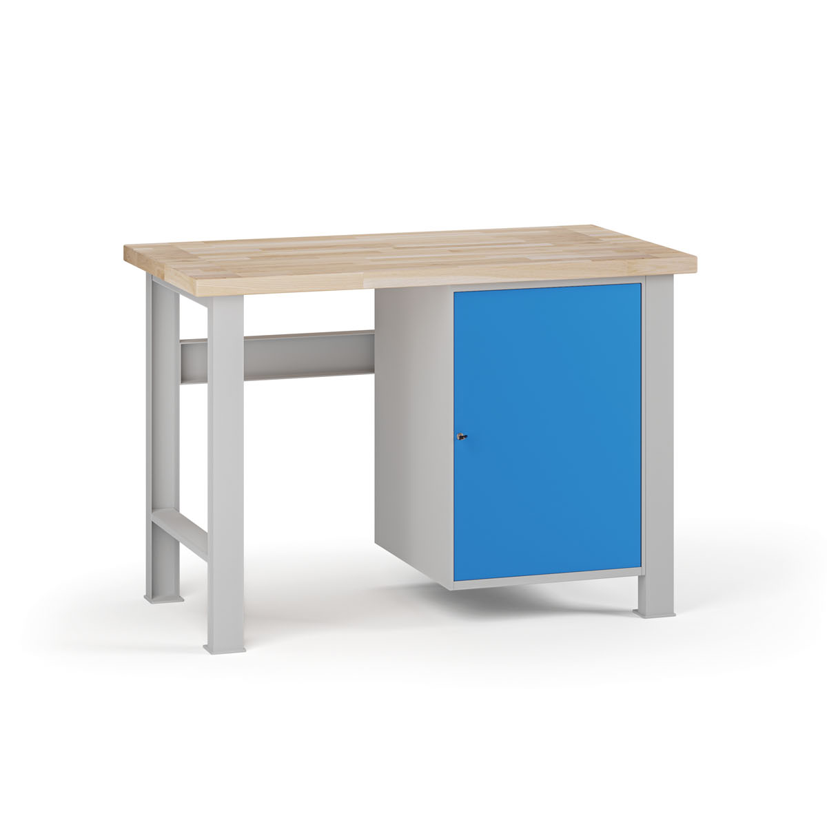 Fotografia produktu: Dielenský pracovný stôl G7, buková škárovka, 1200 x 685 x 840 mm, 1x skrinka, modrá