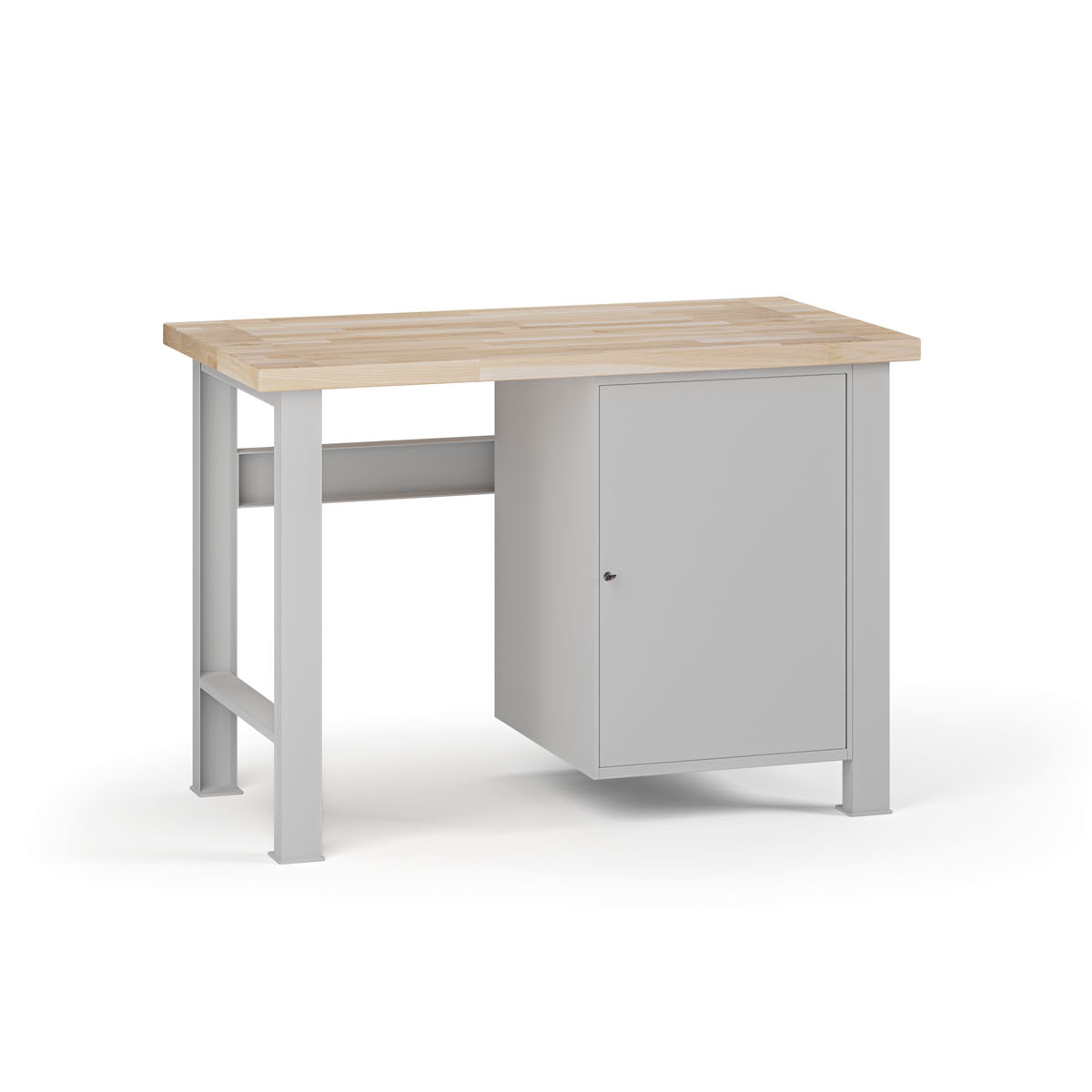 Fotografia produktu: Dielenský pracovný stôl G7, buková škárovka, 1200 x 685 x 840 mm, 1x skrinka, sivá
