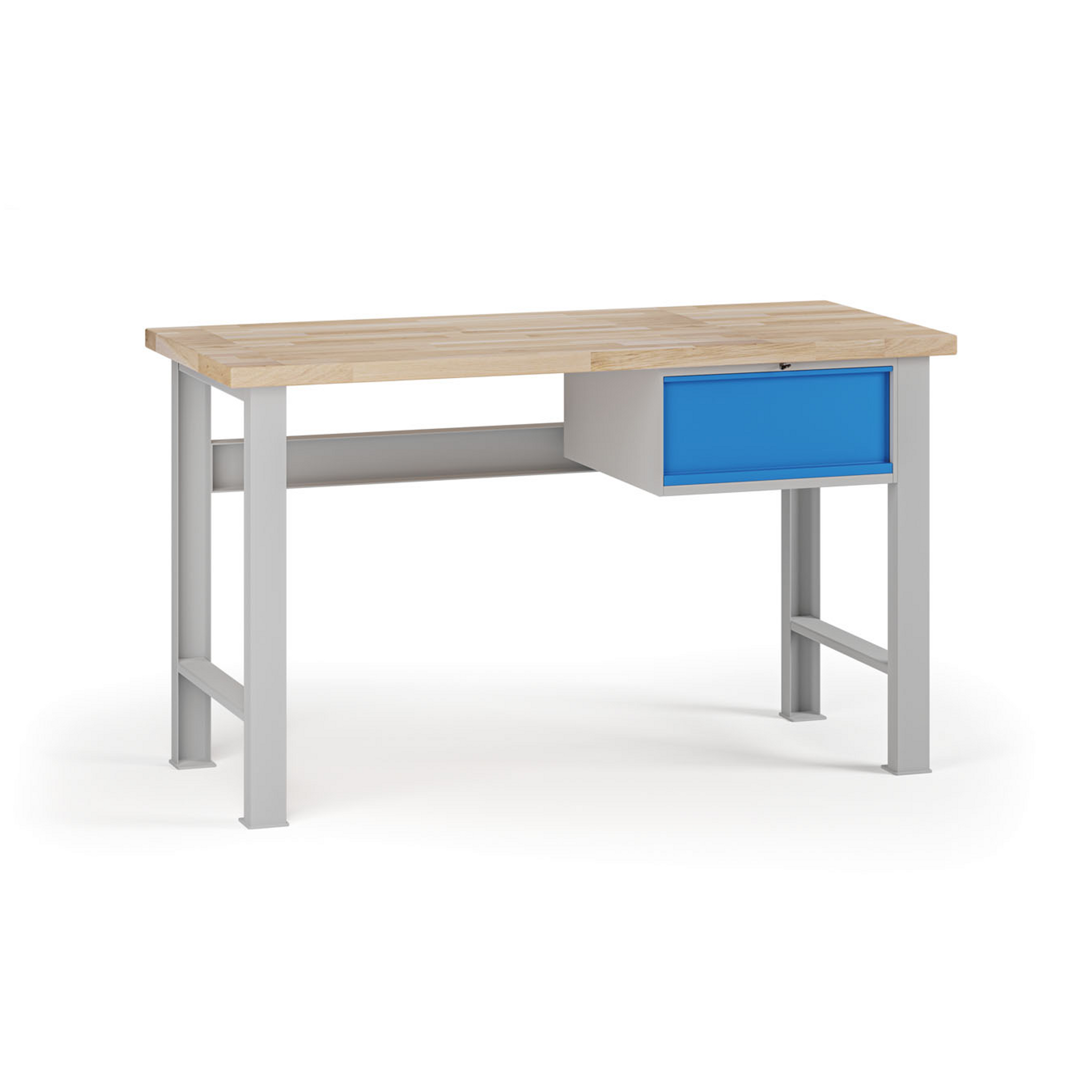 Dielenský pracovný stôl G7, buková škárovka, 1500 x 685 x 840 mm, 1x kontajner, 1 zásuvka