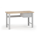 Dielenský pracovný stôl G7, buková škárovka, 1500 x 685 x 840 mm, 1x kontajner, 1 zásuvka, sivá