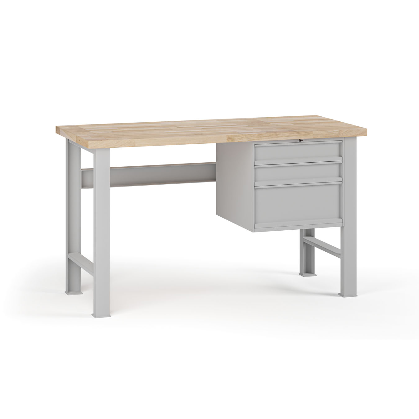 Fotografia produktu: Dielenský pracovný stôl G7, buková škárovka, 1500 x 685 x 840 mm, 1x kontajner, 3 zásuvky, sivá